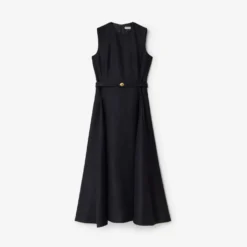 Belted Check Wool Dress