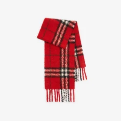 Check Alpaca Wool Blend Bouclé Scarf