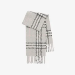Check Alpaca Wool Blend Bouclé Scarf