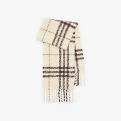 Check Alpaca Wool Blend Bouclé Scarf