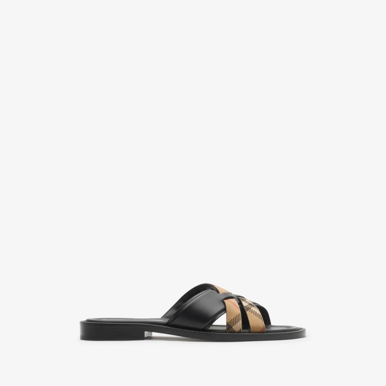 Check and Leather Drift Sandals