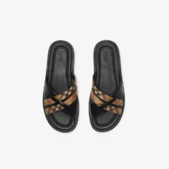 Check and Leather Drift Sandals