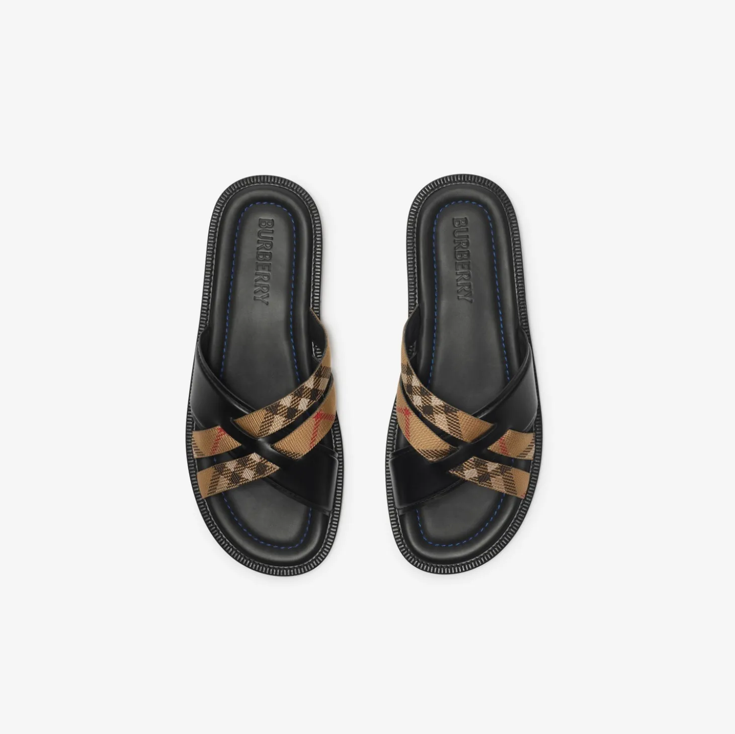 Check and Leather Drift Sandals