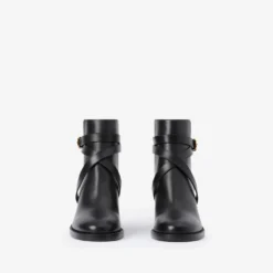 Check and Leather Heel Boots