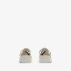 Check and Leather Sneakers