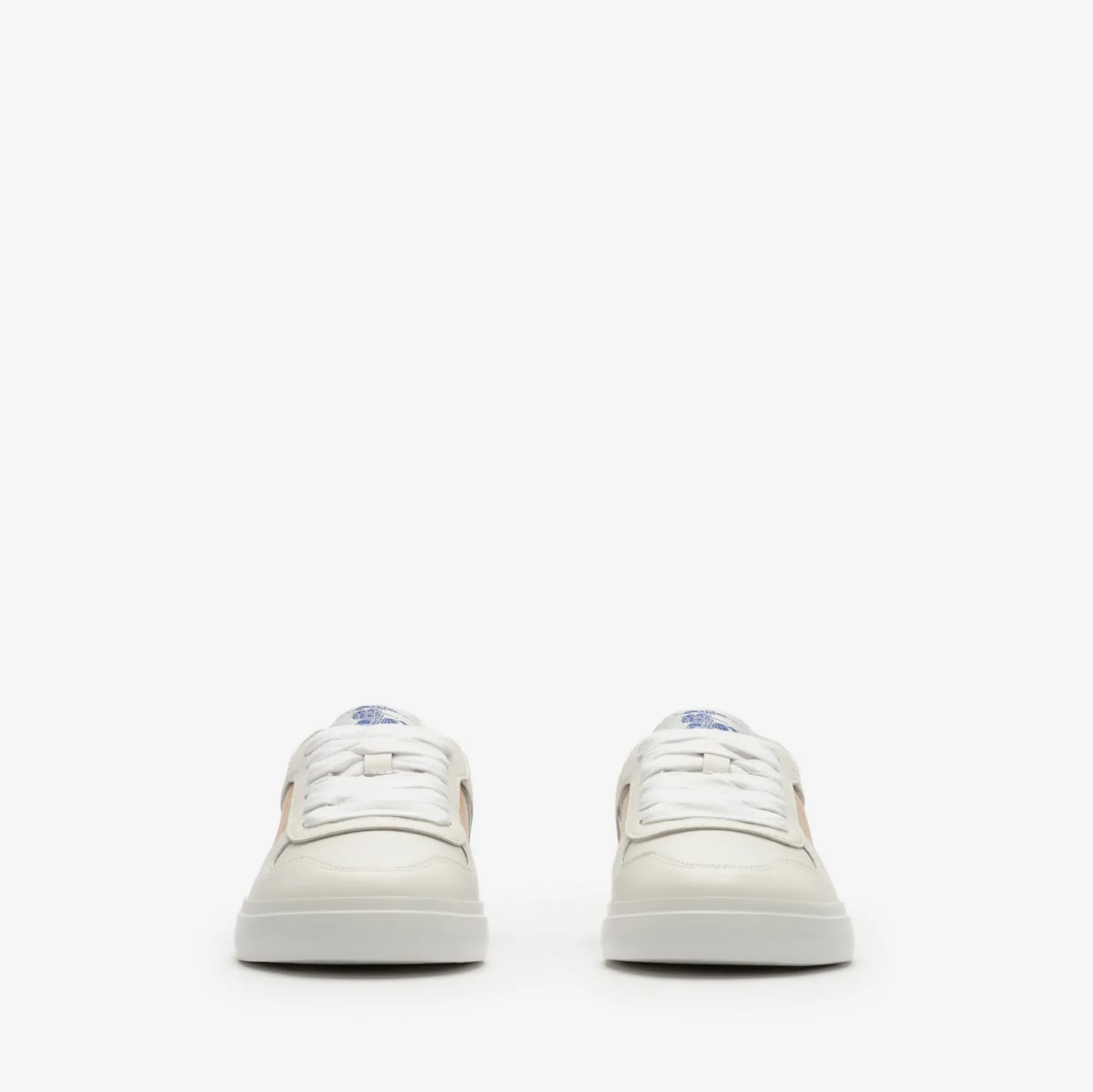 Check and Leather Sneakers
