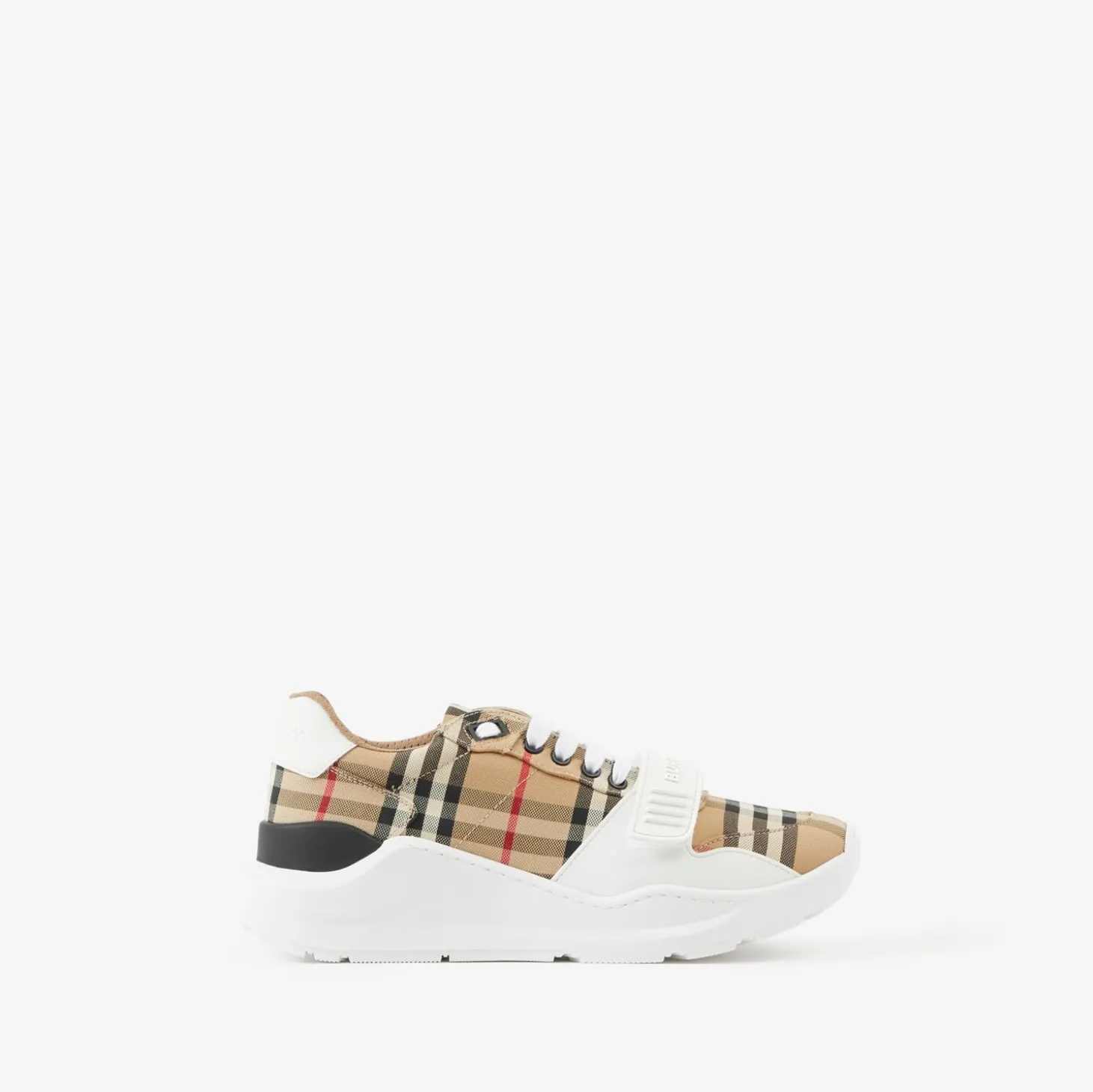 Check and Leather Sneakers