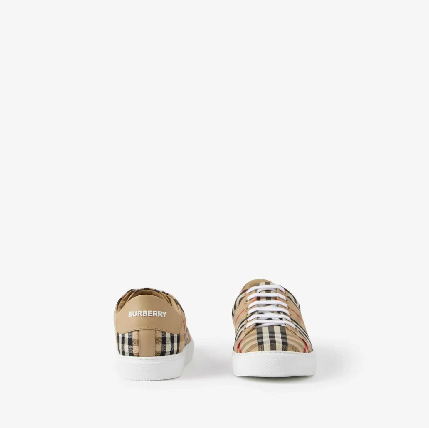 Check and Leather Sneakers