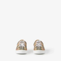 Check and Leather Sneakers