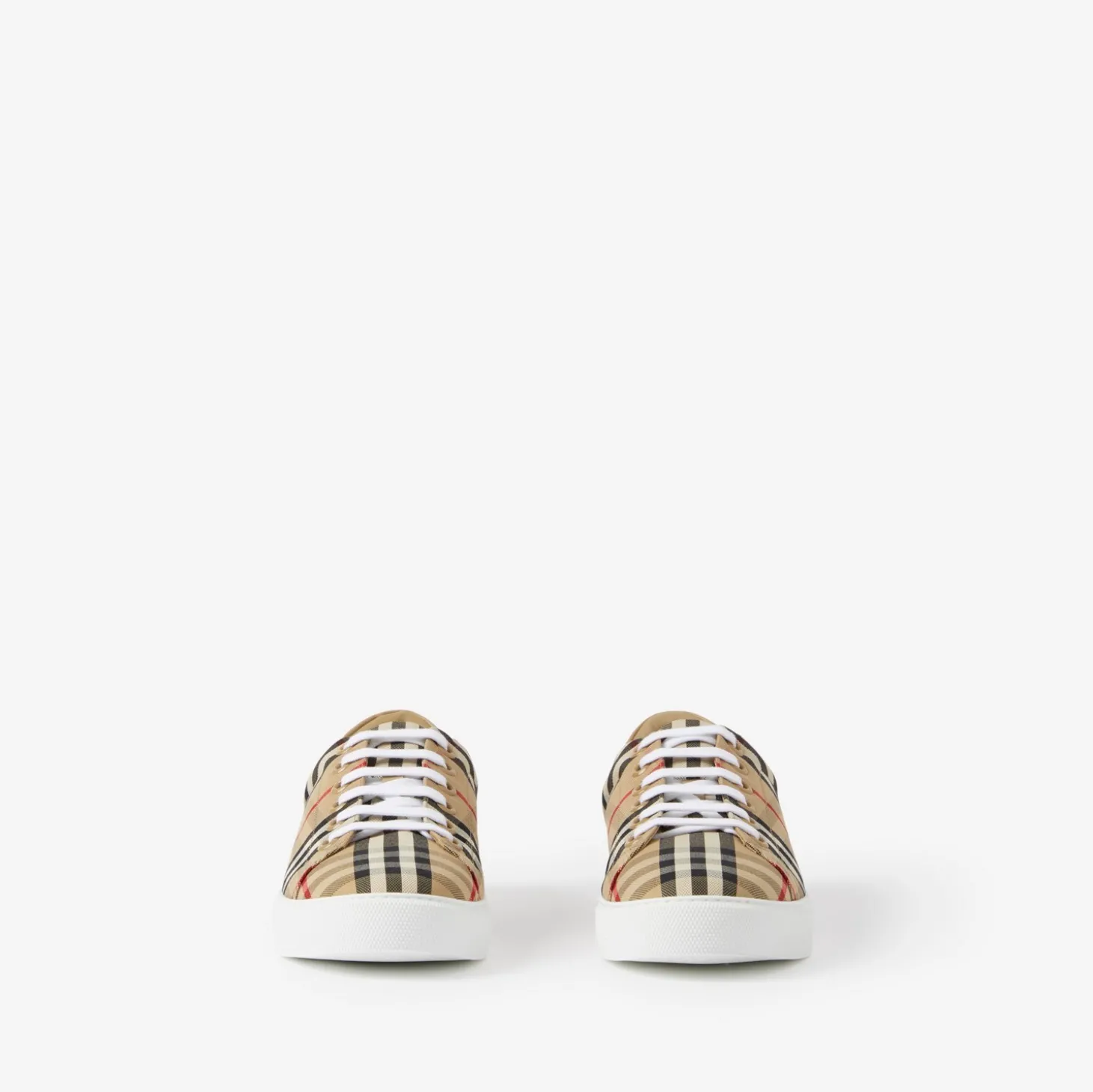 Check and Leather Sneakers