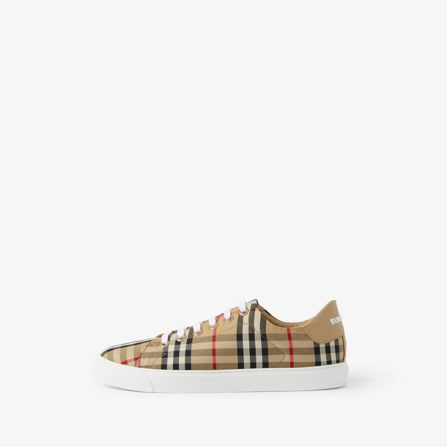 Check and Leather Sneakers