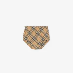 Check Bow Cotton Dress with Bloomers