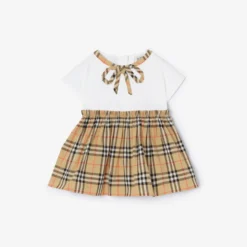 Check Bow Cotton Dress with Bloomers