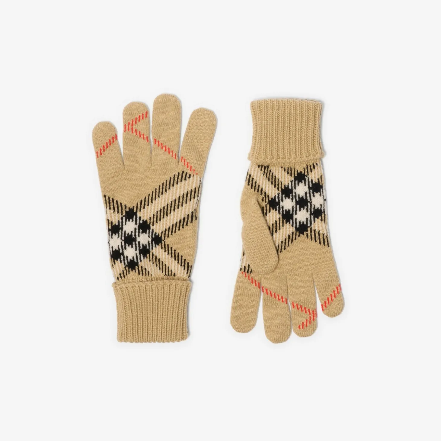 Check Cashmere Blend Gloves