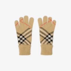 Check Cashmere Blend Gloves