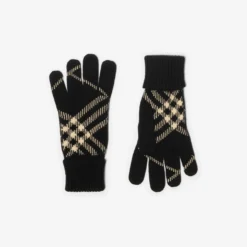 Check Cashmere Blend Gloves