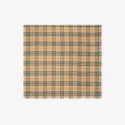 Check Cashmere Silk Scarf
