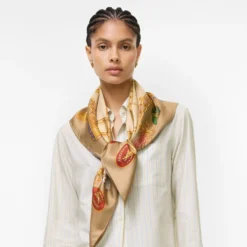 Check Charm Silk Scarf