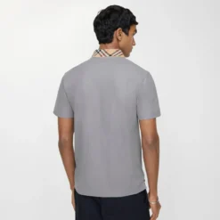 Check Collar Cotton Polo Shirt