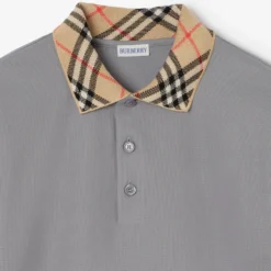 Check Collar Cotton Polo Shirt