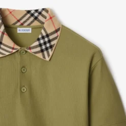 Check Collar Cotton Polo Shirt