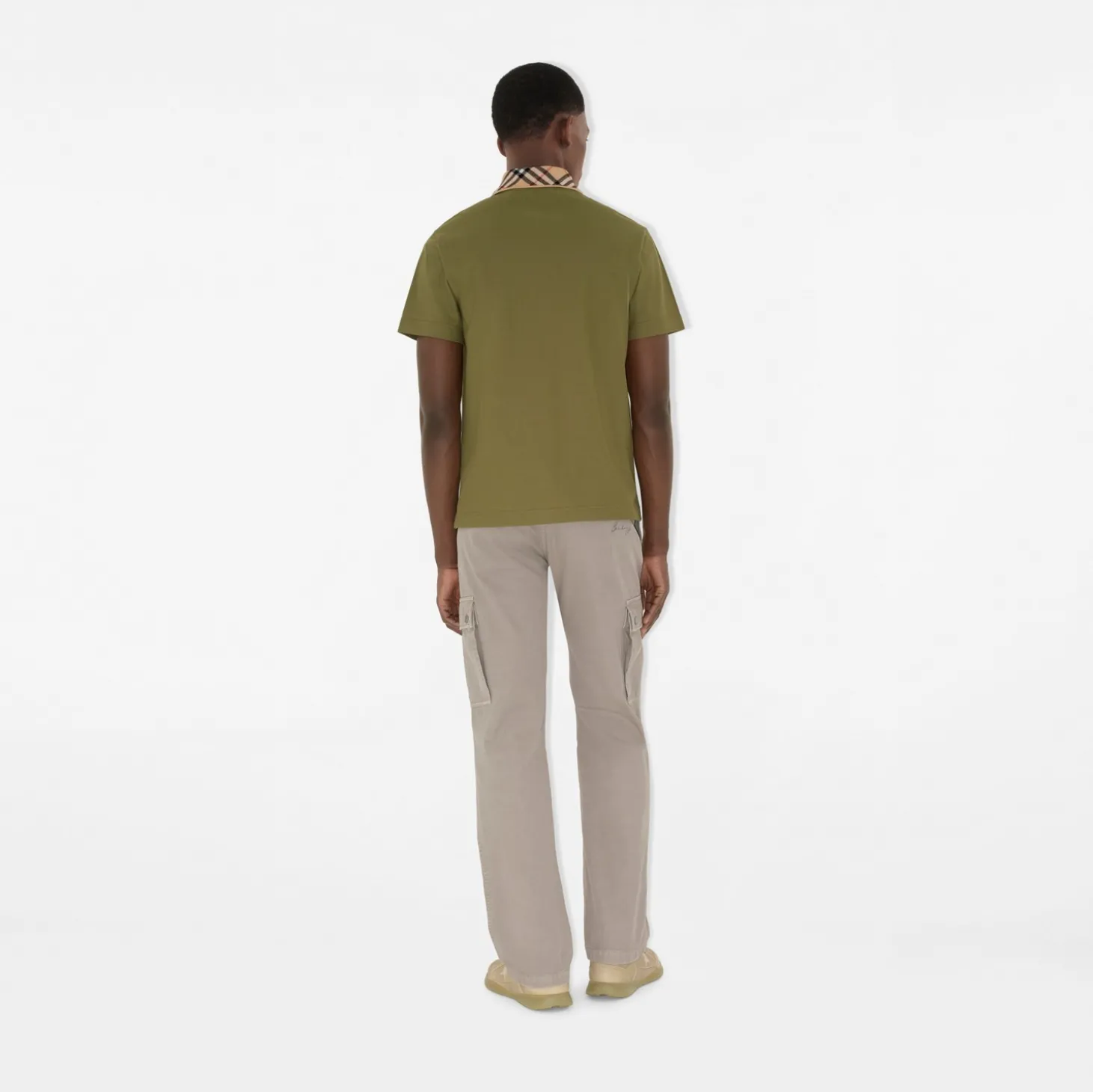 Check Collar Cotton Polo Shirt