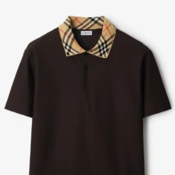 Check Collar Cotton Polo Shirt
