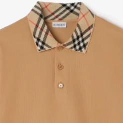 Check Collar Cotton Polo Shirt