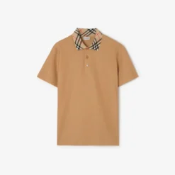 Check Collar Cotton Polo Shirt