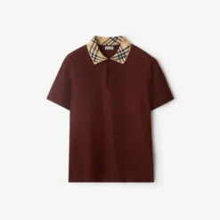Check Collar Cotton Polo Shirt