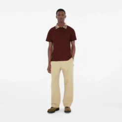 Check Collar Cotton Polo Shirt