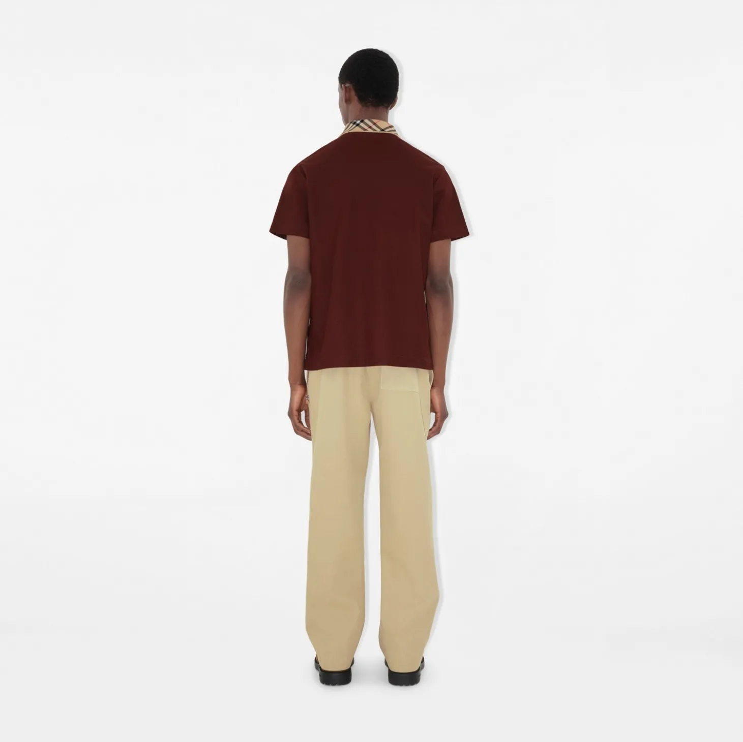 Check Collar Cotton Polo Shirt