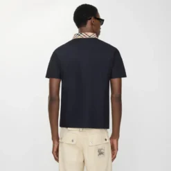 Check Collar Cotton Polo Shirt