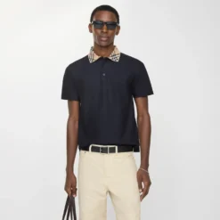 Check Collar Cotton Polo Shirt