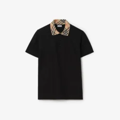 Check Collar Cotton Polo Shirt