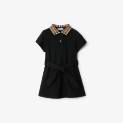 Check Collar Cotton Polo Shirt Dress