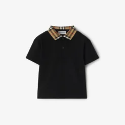 Check Collar Cotton Polo Shirt