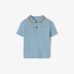 Check Collar Cotton Polo Shirt