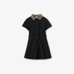 Check Collar Cotton Polo Shirt Dress