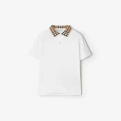 Check Collar Cotton Polo Shirt