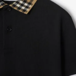 Check Collar Cotton Polo Shirt