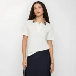 Check Collar Cotton Polo Shirt