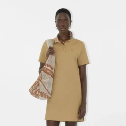 Check Collar Cotton Polo Shirt Dress