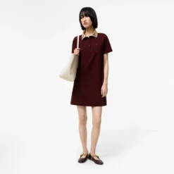 Check Collar Cotton Polo Shirt Dress