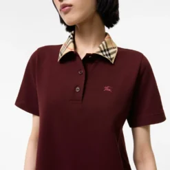 Check Collar Cotton Polo Shirt Dress