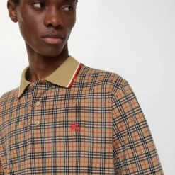 Check Cotton Blend Polo Shirt