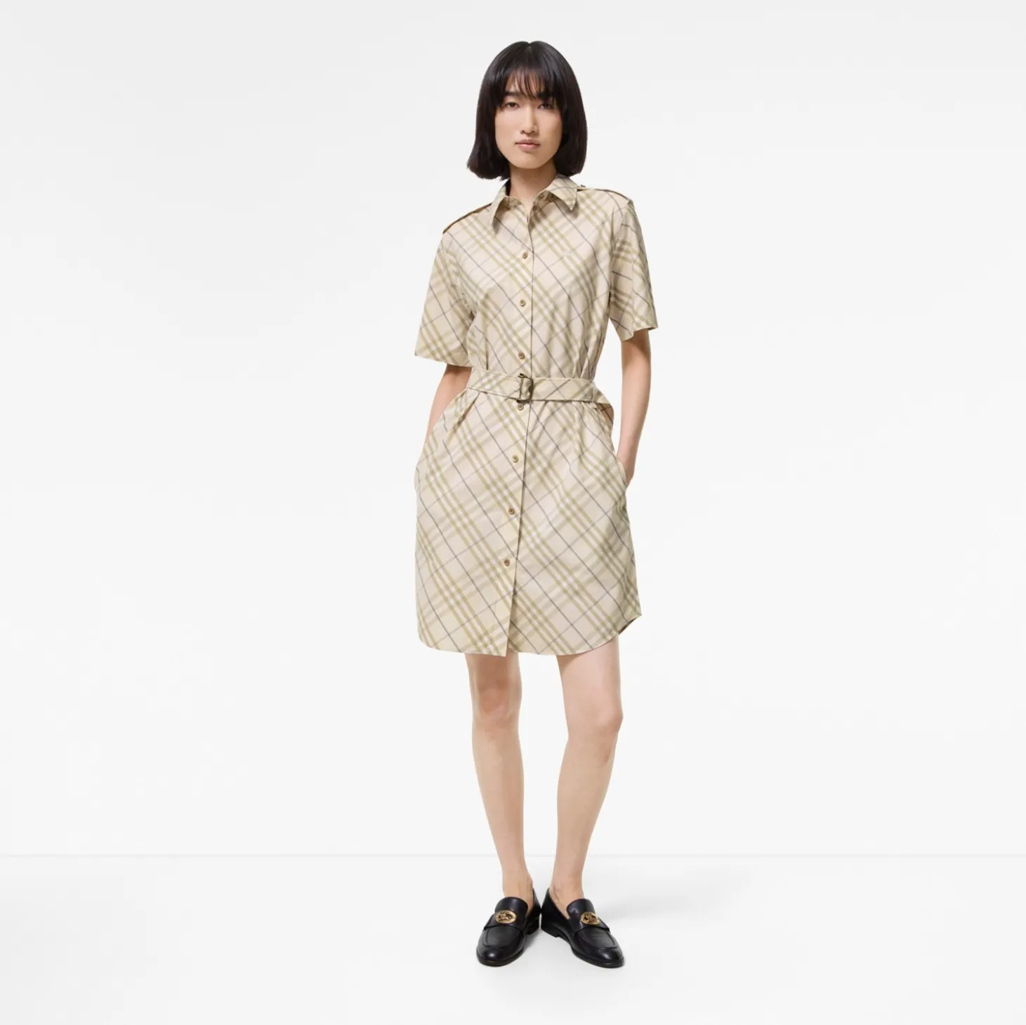 Check Cotton Shirt Dress