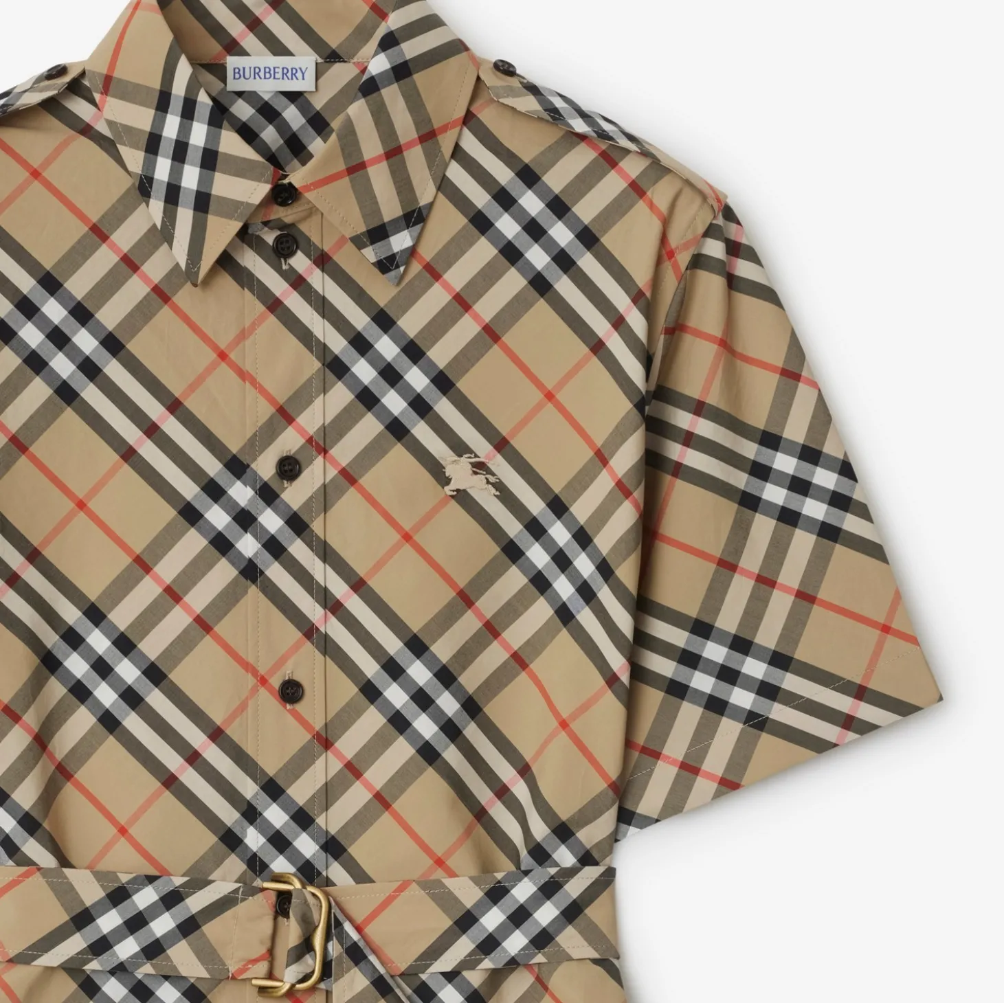 Check Cotton Shirt Dress