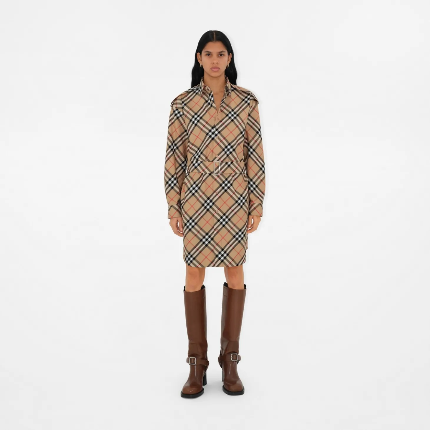Check Cotton Shirt Dress