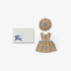 Check Cotton Three-piece Baby Gift Set